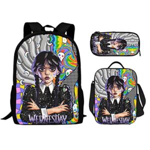 queka backpacks 3 piece set girls boys adults bookbags with lunch box pencil case for school travel daypack