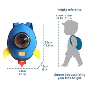 Supercute Kids Rocket Backpack, Toddler Travel Backpack for 3-8 Year Old Boys Girls Waterproof Bookbag for Student (Blue)