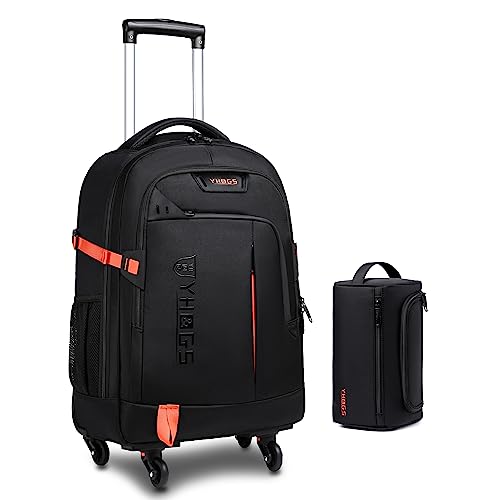 RUCYEN Rolling Backpack, Rolling Wheeled Backpack for Men Women, 22 inch Backpack with Carry-on Bag, Water-Proof Travel Backpack with Detachable Wheels, for Business Travel 2 Pack