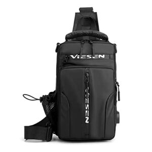anti theft sling bag shoulder crossbody backpack chest bag for men women multipurpose waist pack with usb charging port (black)