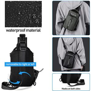 Anti Theft Sling Bag Shoulder Crossbody Backpack Chest Bag for Men Women Multipurpose Waist Pack with USB Charging Port (Black)