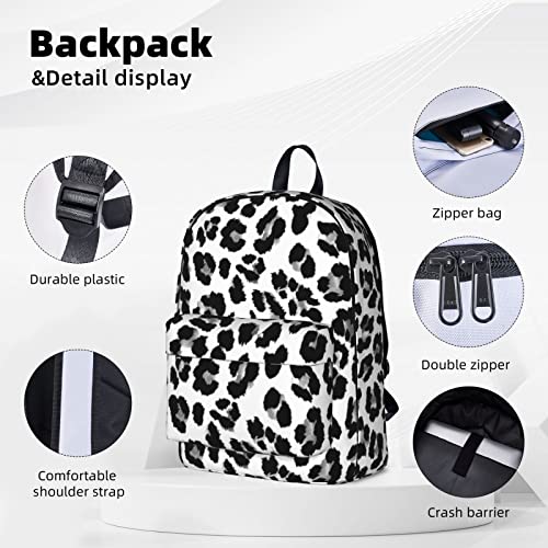 Affilleve Leopard Print Casual School Backpack For Teen Girls Boys, Travel Hiking Shoulder Daypack Bag For Men Women