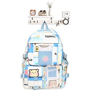 futuredream cute aesthetic backpacks ，for teens laptop backpacks ， bookbags for teens girls women (with rabbit doll pendant)