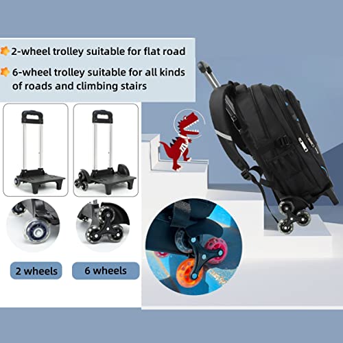ZHANAO Rolling Backpack for Kids Luggage BookBag with Wheels Middle School Trolley Bag Wheeled Travel Backpack for Girls & Boys
