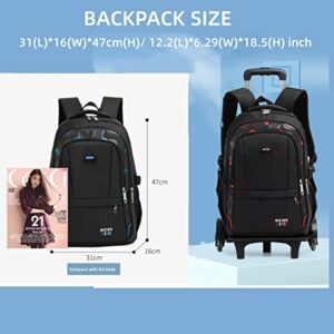 ZHANAO Rolling Backpack for Kids Luggage BookBag with Wheels Middle School Trolley Bag Wheeled Travel Backpack for Girls & Boys