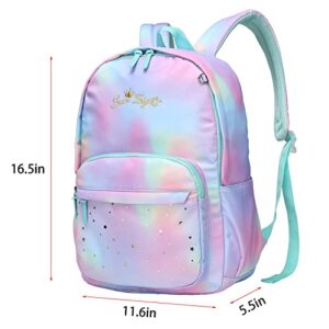 BIAOGOD Girl's Backpack Elementary School Children's Backpack over 8 years old (purple gradient)