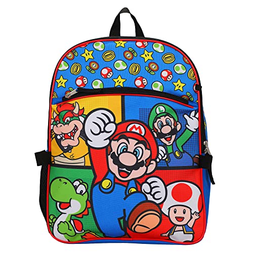 Bioworld Super Mario Bros Characters & Power-Ups 16" Youth 5-Piece Backpack Set