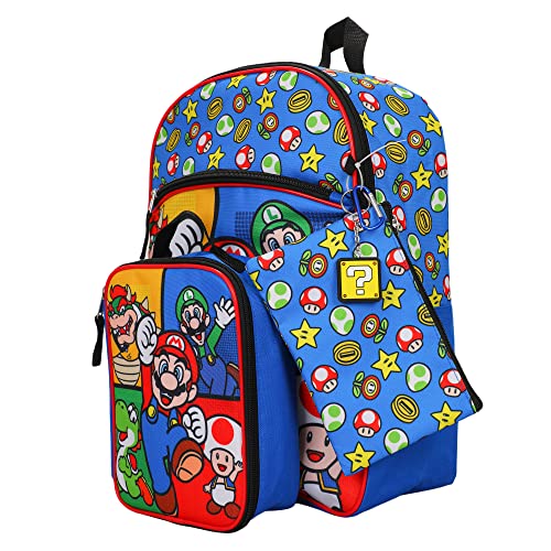 Bioworld Super Mario Bros Characters & Power-Ups 16" Youth 5-Piece Backpack Set