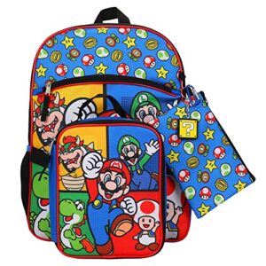 Bioworld Super Mario Bros Characters & Power-Ups 16" Youth 5-Piece Backpack Set