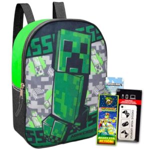 minecraft mini backpack for kids - bundle with 11" minecraft backpack for school, travel plus stickers and more | minecraft school bag for boys, girls