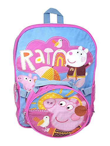 Fast Forward Peppa Pig 16" Backpack with Detachable Insulated Lunch Bag for Girls, Peppa Pig Backpack for Girls