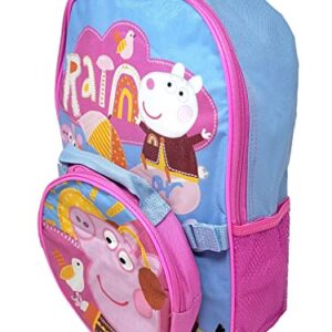 Fast Forward Peppa Pig 16" Backpack with Detachable Insulated Lunch Bag for Girls, Peppa Pig Backpack for Girls