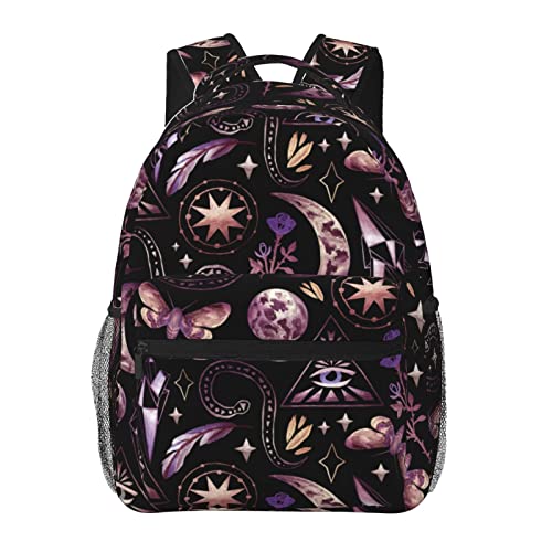 DADABULIU School Backpack Tarot Moon Butterfly Magic Goth for Women Girl Student Bookbag Durable Casual Daypack Teens College Lightweight Hiking Travel Bag Over 3 Years Old