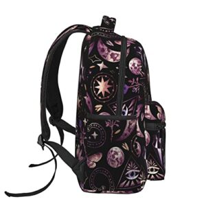 DADABULIU School Backpack Tarot Moon Butterfly Magic Goth for Women Girl Student Bookbag Durable Casual Daypack Teens College Lightweight Hiking Travel Bag Over 3 Years Old