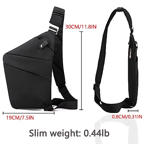 Tealots Small Sling Bag Crossbody Personal Pocket Bag Anti-Thief Chest Bags Shoulder Backpack for Travel Hiking Daypacks (A-black right hand)