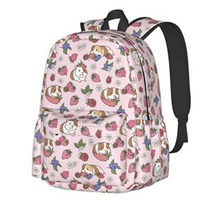 Shoggoth Strawberry Backpack 17 Inch Guinea Pig Casual Daypack Lightweight Women's Laptop Backpack Campus Travel Bag for Women Man Hiking