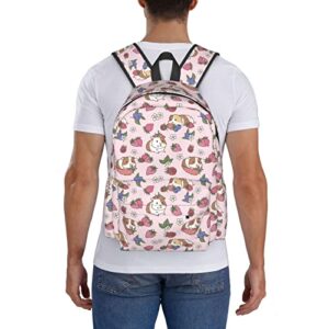 Shoggoth Strawberry Backpack 17 Inch Guinea Pig Casual Daypack Lightweight Women's Laptop Backpack Campus Travel Bag for Women Man Hiking