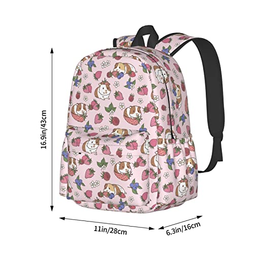 Shoggoth Strawberry Backpack 17 Inch Guinea Pig Casual Daypack Lightweight Women's Laptop Backpack Campus Travel Bag for Women Man Hiking