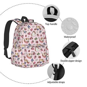 Shoggoth Strawberry Backpack 17 Inch Guinea Pig Casual Daypack Lightweight Women's Laptop Backpack Campus Travel Bag for Women Man Hiking