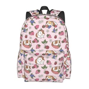 Shoggoth Strawberry Backpack 17 Inch Guinea Pig Casual Daypack Lightweight Women's Laptop Backpack Campus Travel Bag for Women Man Hiking