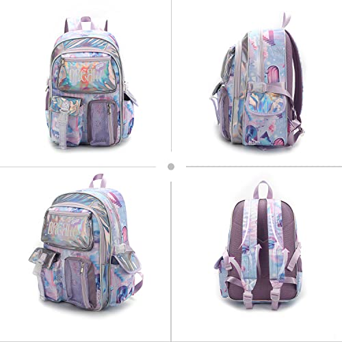 Robhomily 17 Inch Girls Backpack for Elementary School Multi Pocket Pink Backpack for Girls 8-10, Lightweight Kawaii Elementary School Backpack for Girls Waterproof