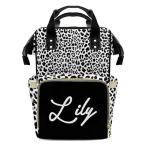 anneunique leopard print mummy bags custom text personalized with name diaper bags giving backpack black white