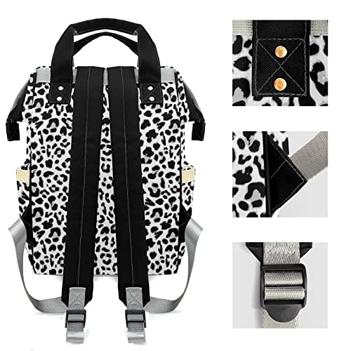 Anneunique Leopard Print Mummy Bags Custom Text Personalized with Name Diaper Bags Giving Backpack Black White