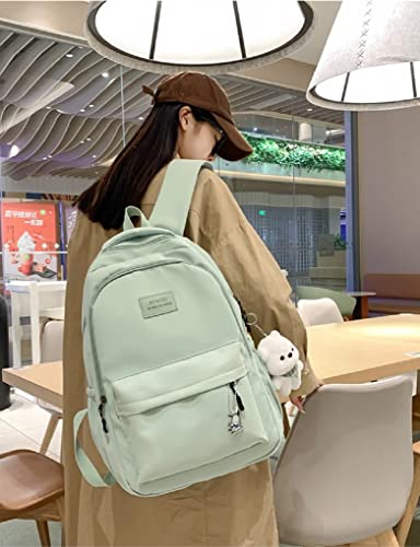 Cute Backpack Kawaii Backpack Aesthetic Supplies Cute Aesthetic Backpack for College Laptop Travel Supplies (Green)