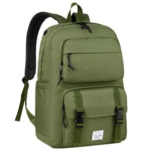 vaschy backpack for men, unisex large fashion schoolbag book bag rucksack for high school/college/work/travel/commuter green