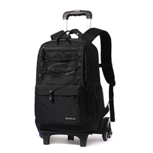yjmkoi solid color trolley backpack for girls-boys cool middle school kids rolling bookbags elementary school bags with wheels