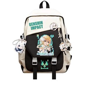 dalicoter genshin impact backpack lumine cosplay backpack business travel laptop backpack school bag with gift