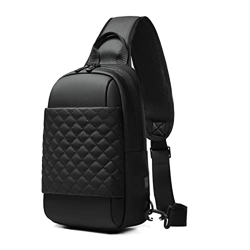 GYakeog Sling Bag for Men Women, Waterproof crossbody bag Tactical Sling Backpack for Men Shoulder Bag with USB Port Crossbody Chest for Outdoor Sport Travel Casaul black