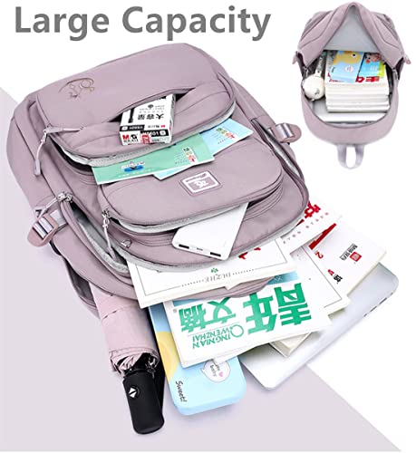 BEFUNIRISE Backpack for School Girls Bookbag Cute Bag College Middle High Elementary 18 Inch School Backpack for Teen Girls (#1Pink, Large)