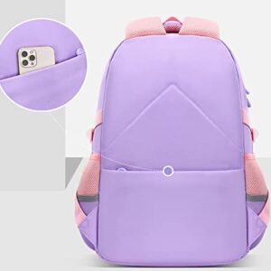 OMGDD Kawaii Backpack, Rainbow School Backpack for Girls,Cute Backpacks 17inch Large Capacity Aesthetic School Bag Rainbow Bookbags with Colorful Beads & Unicorn Pendant Purple