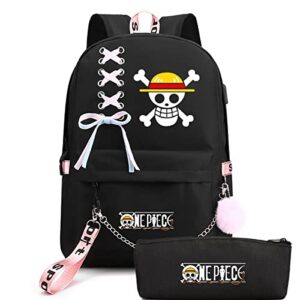 Mensdoor USB Backpack Anime Backpack Casual Backpack Daypack Laptop Bag College Bag Book Bag School Bag With Pencil Bag