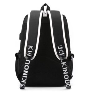 Mensdoor Anime Backpack USB with Charging Port Large Capacity School Bag Cosplay Bookbag for Boys Girls