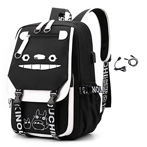 Mensdoor Anime Backpack USB with Charging Port Large Capacity School Bag Cosplay Bookbag for Boys Girls