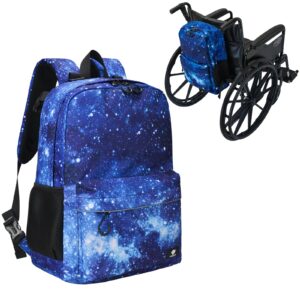 fenrici adaptive backpack for girls, boys for all abilities and ages; wheelchair backpack with adaptive design; perfect for travel, school, and everyday adventure, blue galaxy