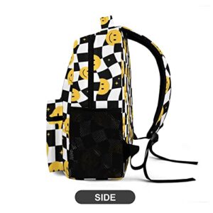 MINBHEBYUD Funny Smile Faces Geometry Prints Backpack, Lightweight Backpack Casual Daypack, Bookbag for Men Women