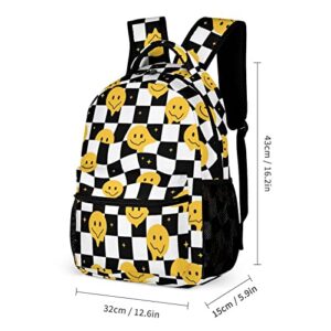 MINBHEBYUD Funny Smile Faces Geometry Prints Backpack, Lightweight Backpack Casual Daypack, Bookbag for Men Women