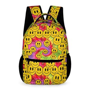 minbhebyud funny smiley faces tie dye prints backpack, lightweight backpack casual daypack, bookbag for men women