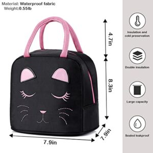 FEWOFJ Cute Black Backpacks with Lunch Bag for Teen Girls, Kids Backpack for Toddler Preschool Bookbags Elementary School Bags