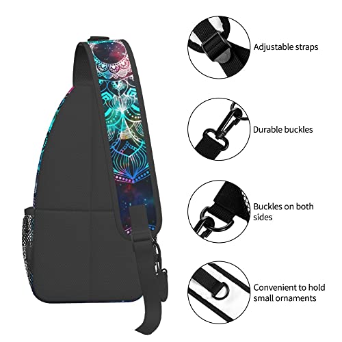 VSOFMY Sling Bag For Women Men, Crossbody Sling Backpack, Chest Bag for Hiking Travel Daypack, Multipurpose Lightweight Shoulder Bag, Galaxy Mandala