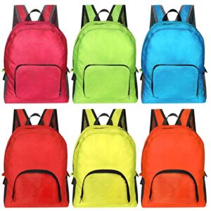 sherr 6 pieces 17 inch backpacks in bulk foldable basic back packs colorful backpacks assorted colors lightweight backpacks for outdoor travel