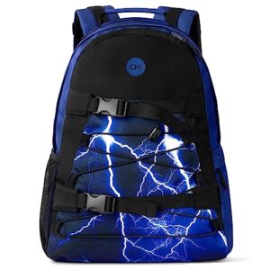 Choco Mocha Boys Lightning Backpack for Elementary Middle School, Blue Large Backpack for Kids Teen Boys, 18 Inch