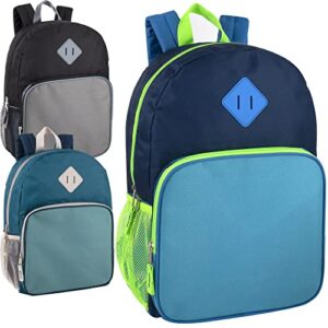 trail maker wholesale two tone backpacks in bulk 24 pack for college, homeless adults nonprofit, with padded straps