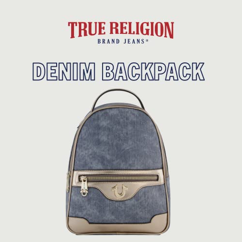 True Religion Women's Mini Backpack, Small Travel Bag, Denim, One Size