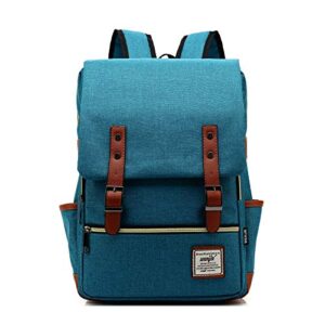 lqmosu vintage laptop bag fit up 15.6 inch,casual daypacks backpack for women men,college backpack with usb charging port (no usb~deep teal)