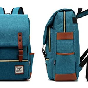 lqmosu Vintage Laptop Bag Fit up 15.6 inch,Casual Daypacks Backpack for Women Men,College Backpack with USB Charging Port (No USB~Deep Teal)