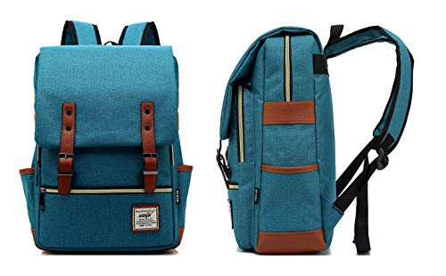 lqmosu Vintage Laptop Bag Fit up 15.6 inch,Casual Daypacks Backpack for Women Men,College Backpack with USB Charging Port (No USB~Deep Teal)